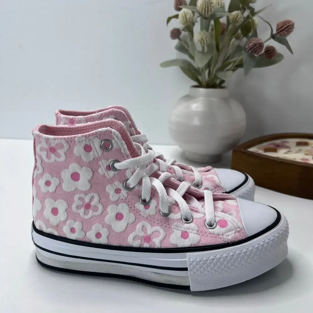 Converse Chuck Taylor All Star Floral High Top Sneaker Pink White Girl's 2